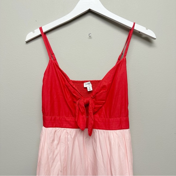 J. Crew Factory Color Block Tie Front Cutout Midi Dress Woman Size 0 XS $150 - Picture 4 of 10